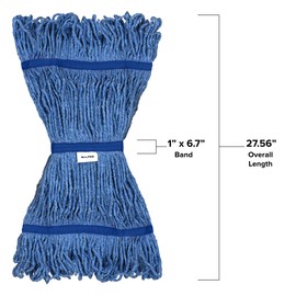 Alpine Industries Cotton Mop Head - Commercial Mop Head Replacement - 32 oz Cotton Blend, 1" Blue Loop End (12 Pack)