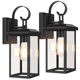 BesLowe 2-Pack Outdoor Wall Light Fixtures, 15" Exterior Lighting Fixtures Wall Mount, Waterproof Porch Lights Outdoor Wall Sconces Lanterns, Modern Outside Lights for House Front Door Garage, Black