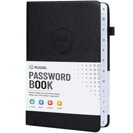 Password Book with Alphabetical Tabs, Hardcover Password Keeper, Password Notebook Organizer for Computer and Internet Address Website Login, Gifts for Home and Office, 5.3''x 7.7''- Black
