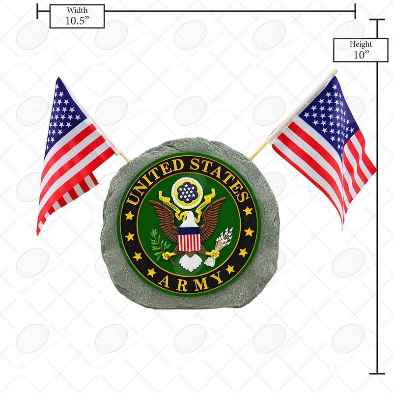 Red Carpet Studios Military Garden Stone with Flags, 10", United