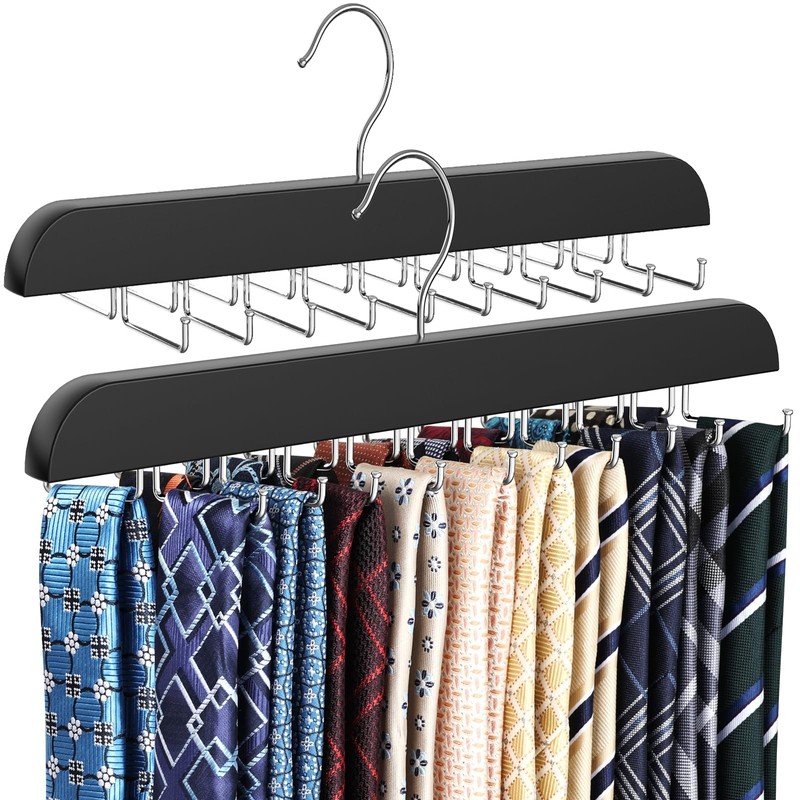 RESOVO Upgraded Tie Rack Hanger with 20 Foldable Metal Hooks,