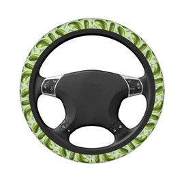 Dill Pickles Steering Wheel Cover with 2 Car Coasters Non Slip Neoprene for Women Men Universal 15 Inch Stylish and Practical Set