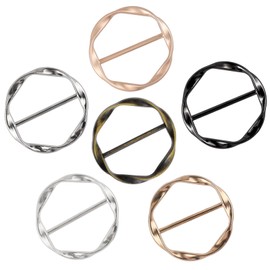 Mabor 6Pcs Scarf Ring Clip Round T-Shirt Tie Clips for Women Girls Adjustable Shirt Waist Cincher Clips Metal Circle Clothes Corner Knotted Buckle for Shirt Dress Sweater Shawl