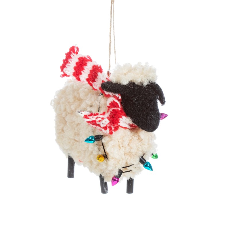 Sass & Belle Sheep in Scarf Felt Decoration