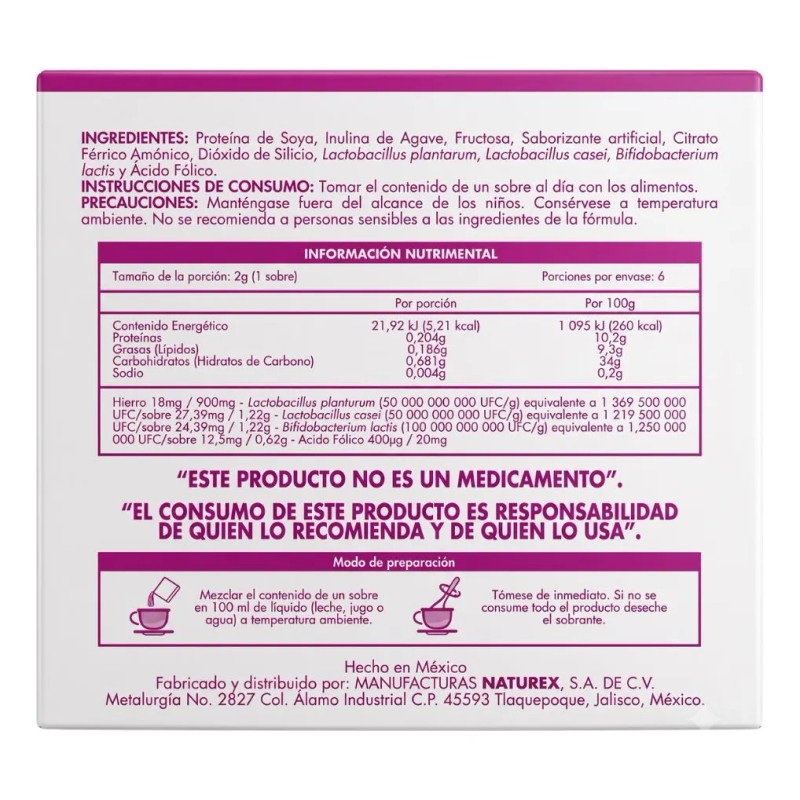 Acido Folico Hierro Lactobacillus Pack Sobres Lactiv