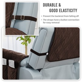 BOCTOPUG Velvet Recliner Chair Cover 23 Inches Sofa Slipcover Waterproof Recliner Slipcover Reversible Sofa Cover Water Resistant Couch Cover for Dogs Pets (Brown, 23")