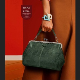 Segater® Women Retro Hollow Oil Wax PU Leather Handbag Kiss Lock Crossbody Purse Vintage Messenger Bag Tote