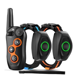 Dog Shock Collar with Remote Control,1300Ft,IP67 Waterproof Dog Training Collar with 3 Training Modes, Beep, Shock, Vibration,Safe Lock for Small, Middle,Large Dogs (Orange O+B)
