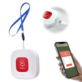 ALEENFOON Wireless WiFi Elderly Alarm Call Button,Rechargable SOS Panic Call Button ,Smart App Monitoring,Home Emergency Pager Alert System,Personal Alarms for Elderly,Patients,Children,Pregnant