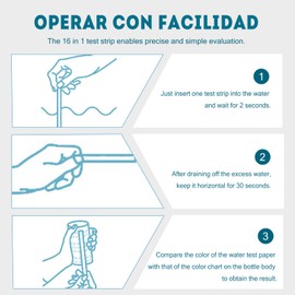 Bogoro 50 x 16-in-1 Water Tester, Drinking Water, Water Test Strips, Drinking Water, Drinking Water Tester, Easy Checking of Water Quality, Water Hardness Test Strips with Hardness, Lead, Iron