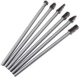 Rotary File, Rotary Bit Set, port and polish kit cylinder head porting tools 6pcs Tungsten Carbide Aluminum Rotary Files Burr Set 6mm Shank 10mm Cutting Diameter with High Abrasion