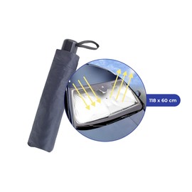 Maximex Auto Frontscheiben Sonnen-& Hitzeschutz 118x60 cm, hochreflektierender Auto-Sonnenschutzschirm mit UV-Schutz verhindert schnelles Aufheizen, leichte Frontscheiben-Abdeckung für Kleinwagen