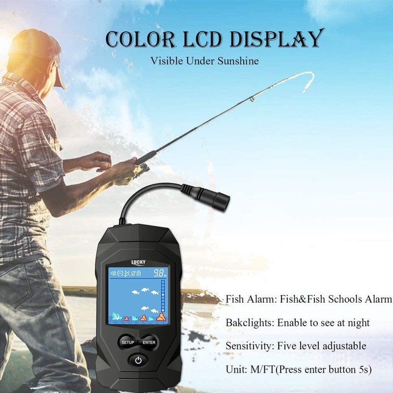 LUCKY Marine Portable Fish Finder Transducer Fishing Kayak Depth Finder