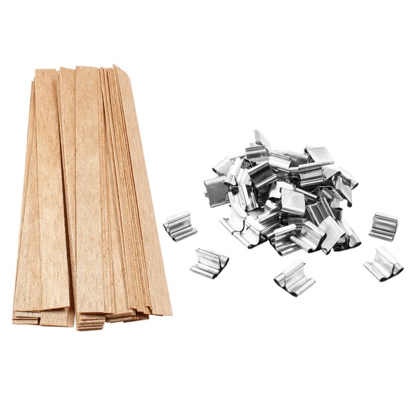 Litoexpe 50 Pcs Wood Wicks for Candles Making, 5.9x0.5 Inch