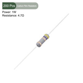 YOKIVE Pack of 200 Carbon Film Resistors 1 W 4.7 Ohm 5% Tolerances Resistance Good for Crafts Electronic Projects (4 Colour Band 0.4 x 0.14 Inches)