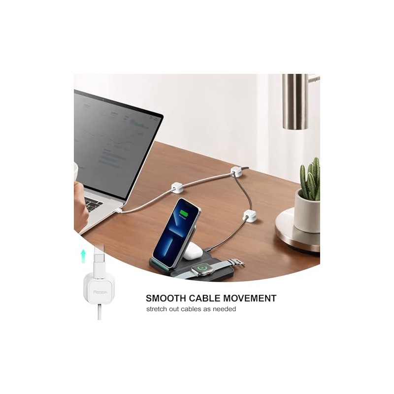 Picozon Magnetic Cable Clip Organizer - 24 Pack for Home