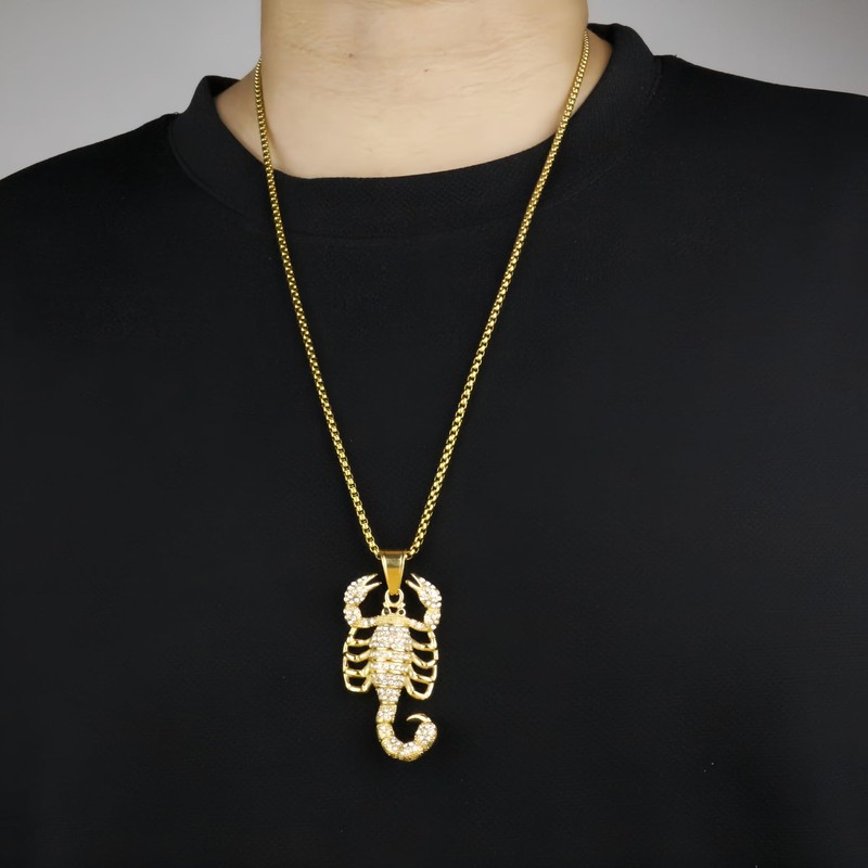 Joddfly Scorpion Pendant Necklace, 18K Gold Plated, Crystal Zircon, Hip