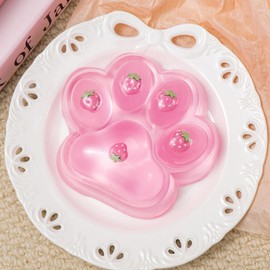 4.92 Inch Big Handmade Taba Cat Paw Squishy Toys, Pink Clear Soft Squeeze Toy for Stress Relief, Large Funny Sensory Fidget Squishies Suitable for Adults Kids