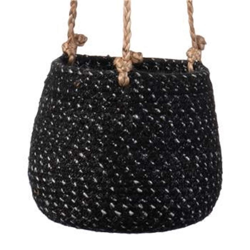 Karma, Hanging Woven Jute Basket Planter Set, Heathered Gray