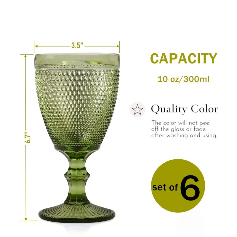 Bandesun Wine Glasses Set of 6 - Vintage Beads Goblet