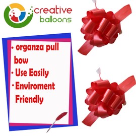 creative balloons Pull Bows Large Gift Wrap Bow Florist Red Pull Bows for Gift Wrapping Wedding Cars Baskets Flower Venue Decorations Pack Of 2