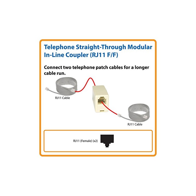 iMBAPrice RJ11 6P4C Straight Telephone Inline Coupler (15 Pack)
