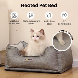 PAWSPIK Heated Cat Bed, Heated Dog Bed for Pets Indoor, Electric Pet Bed Warmer for Cats and Dogs (Ash Gray)