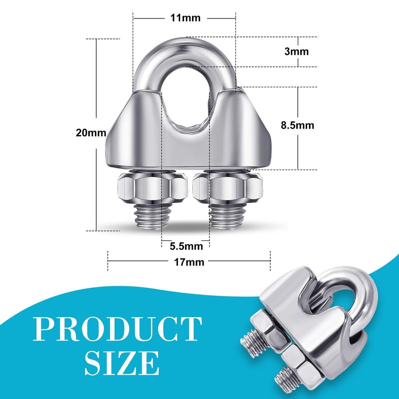 Blulu 50 Pcs 1/8 Inches M3 Stainless Steel Wire Rope