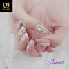 Lace pink handmade nail tips - Short almond / 레이스핑크