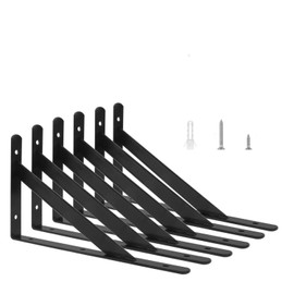 Eau 6 Pack Heavy Duty Shelf Brackets, 8 x 5 Inch Floating Shelves Tripod Triangle Shelf Brackets 90 Degree Angle Wall Mounted Shelf Supporter