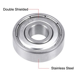 sourcing map S608ZZ Stainless Steel Ball Bearing 8x22x7mm Double Shielded S608Z Bearings (Z2 Lever) 5-Pack