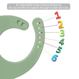 PandaEar 3 Pack Silicone Baby Bibs, Super Thin Light Weight Waterproof for Babies & Toddlers, Adjustable Soft Silicone Feeding Bibs with Food Catcher Pocket (Blue/Green/Flesh)