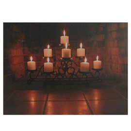 Northlight Flickering Candles in A Fireplace Canvas Wall Art, Orange