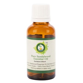 R V Essential Pure Sandalwood Essential Oil 30 ml (1.01 ounces) - Santalum Album (100% Pure and Natural Steam Distilted) Pure Sandalwood Essential Oil