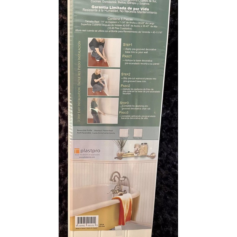 Plastpro Vinyl Wainscot Reversible Prefinished Wall Panels 10.49 Sq. Ft.