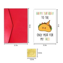CSMOSJgreetings Taco Funny Birthday Card for Husband Boyfriend, Cute Taco Birthday Card for Him Man, Happy Birthday Birthday to the Only Meat for My Taco