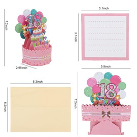 CIEHER 18th Birthday Card Pop Up Card for Girls, Happy 18th Birthday 3D Greeting Card, Unique 18th Birthday Gifts for Girls, Greet 18th Birthday Decorations for Girls - Pink