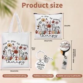 DUOJINSANXI Occupational Therapy Bag, 4 Piece Set That Can Be Given to a Professional Medical Practitioner, Including a Tote Bag, Makeup Bag, Key Chain and Badge Holder to Show Your Appreciation