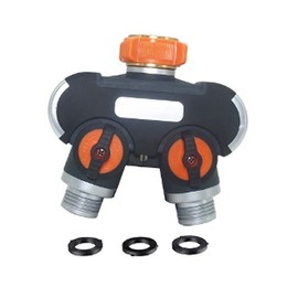 2 Way Garden Hose Splitter,3/4 Inch Zinc Alloy Garden Tap Splitter Outdoor Y Valve Utility Hose Connector with Adaptor and Washers,C Type