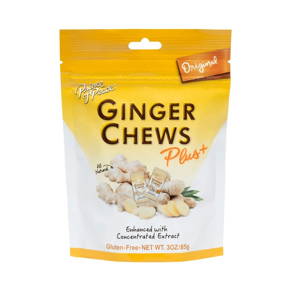 Prince of Peace Ginger Chew Plus+ Original, 3 oz. Bag – Digestive Aid, Relief, Healthy Candy, Stomach Aid