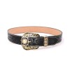 Western BK Belt Genuine Leather Floral Gold Star Horse Buckle