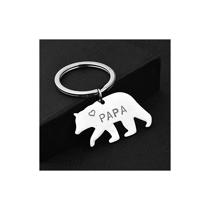 Meiligo Silver Bear Keychain for Men, Husband, Dad
