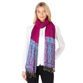 LOVARZI Pashmina Scarfs for Women Pink- Gifts for Ladies on Christmas, Birthday or Anniversary - Beautiful Wedding Evening Long Paisley Scarves & Wraps - Presents for Mum, Sister, wife and girlfriends