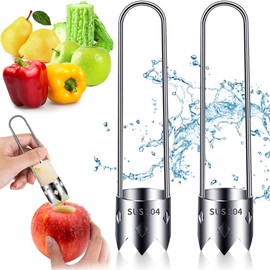 Poxtedsr Fruit and Vegetable Corer Tool, Red Bell Pepper Seed Corer, Upgraded Stainless Steel Apple Corer Remover Tool Bell Pepper Corer Tomato Corer Tool for Apple, Pear, Tomato, Pepper Corer (2pcs)