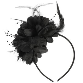FOMIYES Diadema De Flores Gran Diadema De Flores Diadema Fascinator De Fiesta De Té Diadema De Flores Negras Diadema Con Velo De Flores Fuente Diadema 1920 Cabello Sombrerería