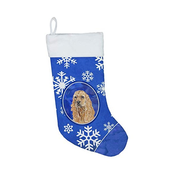 Caroline's Treasures SC9598-CS Buff Cocker Spaniel Winter Snowflakes Christmas Stocking,