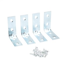 Invero Pack of 8 Metal Stainless Steel Corner Braces 90 Degree Joint Right Angle L Shaped Bracket Joiner 1.5-Inch - Ideal for Wooden Furniture, Cabinets, Shelves, Desks, Chairs and More