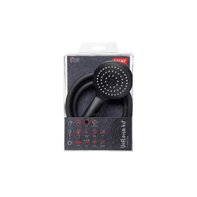 TATAY 1-function black ABS shower holder kit, including multi-position holder,