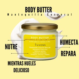 Mantequilla Corporal Ultra Humectante Ylang Ylang y Lavanda – Body Butter Natural con Manteca de Karité, Almendras Dulces y Vitamina E – Relajante, Nutritiva y Reparadora – Vegana y Sin Parabenos