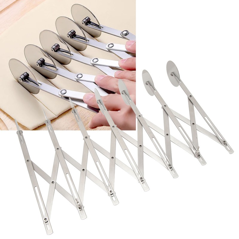 7 Wheel Pastry Cutter Roller Stainless Steel Multifunction Adjustable Width
